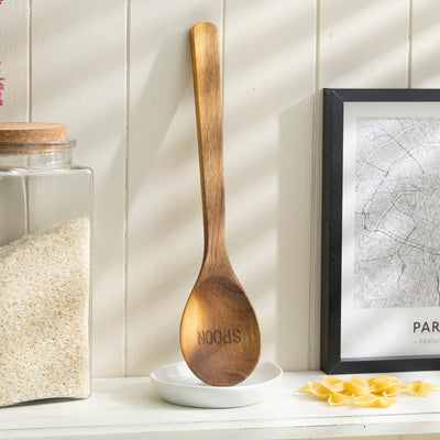 Wooden Spoon with Ceramic Rest - Elegant Kitchen Utensil Set
