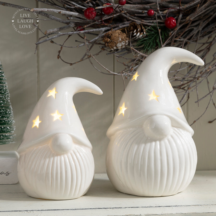 Ceramic Gnome LED Christmas Ornament