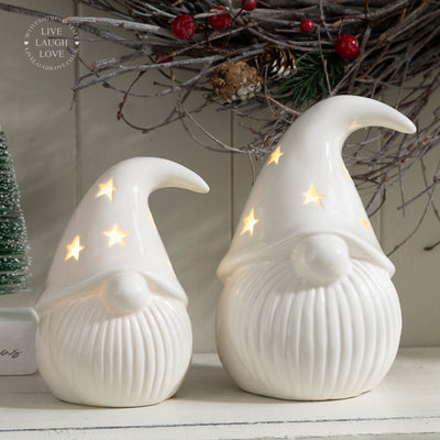 Ceramic Gnome LED Christmas Ornament
