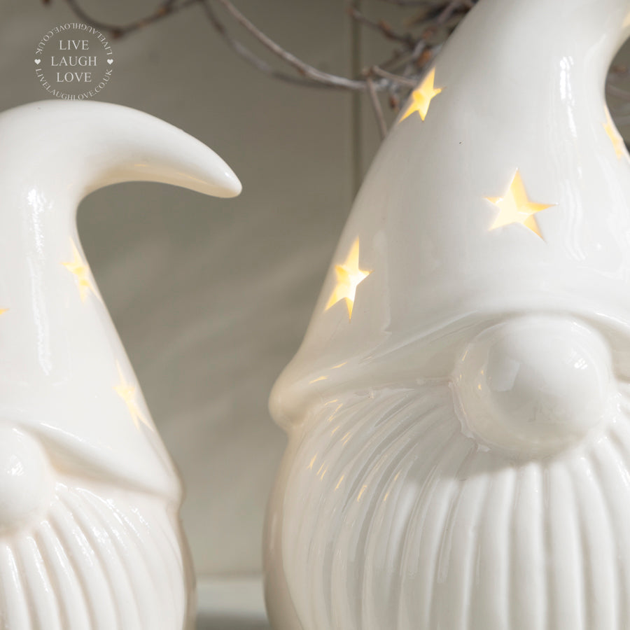 Ceramic Gnome LED Christmas Ornament