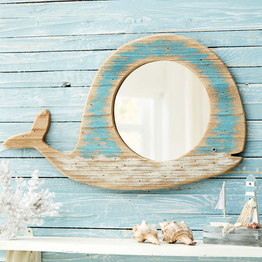 Nautical Driftwood Whale Mirror ***Seconds***