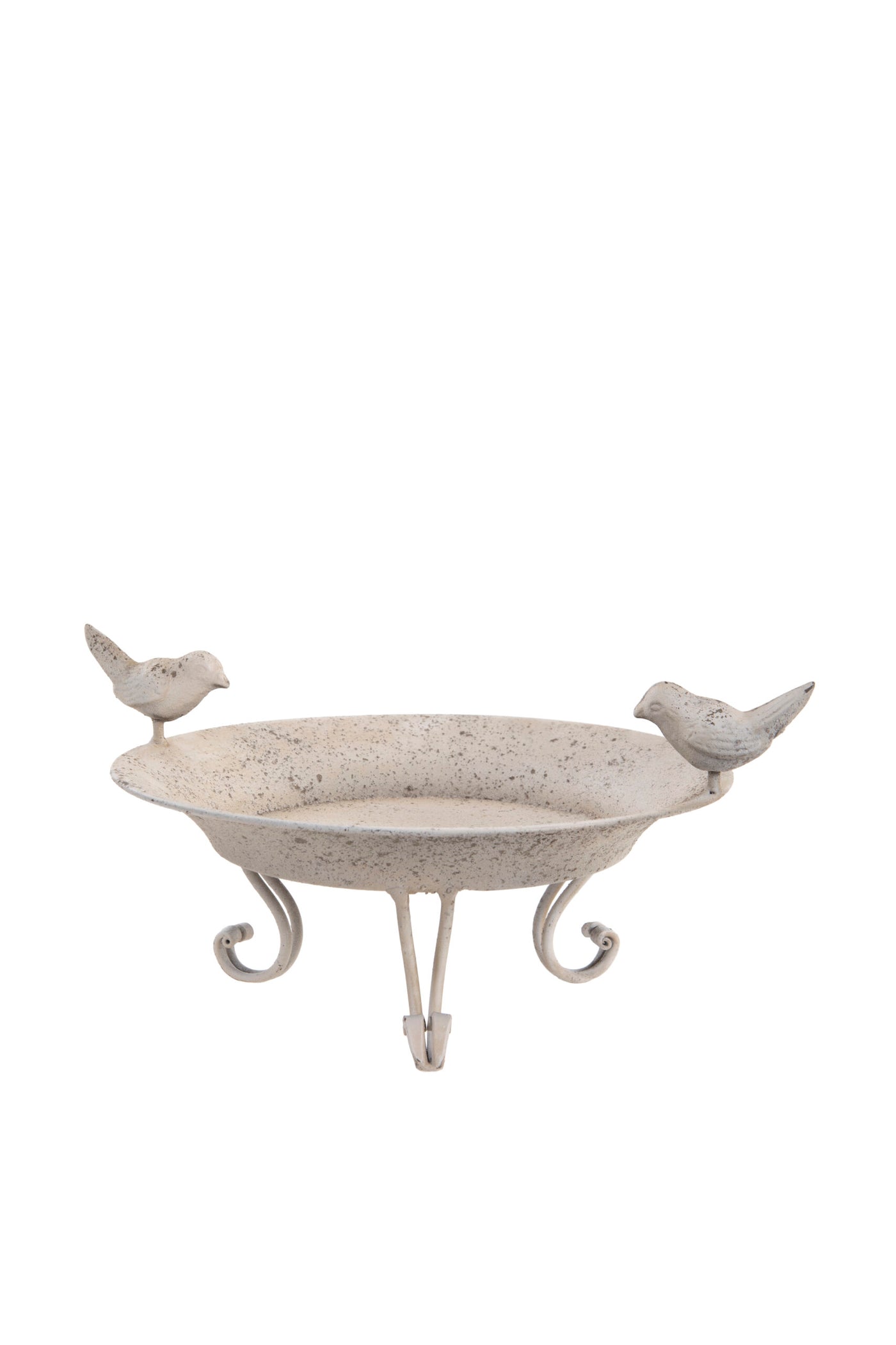 Elegant Vintage Metal Bird Bath with Decorative Birds