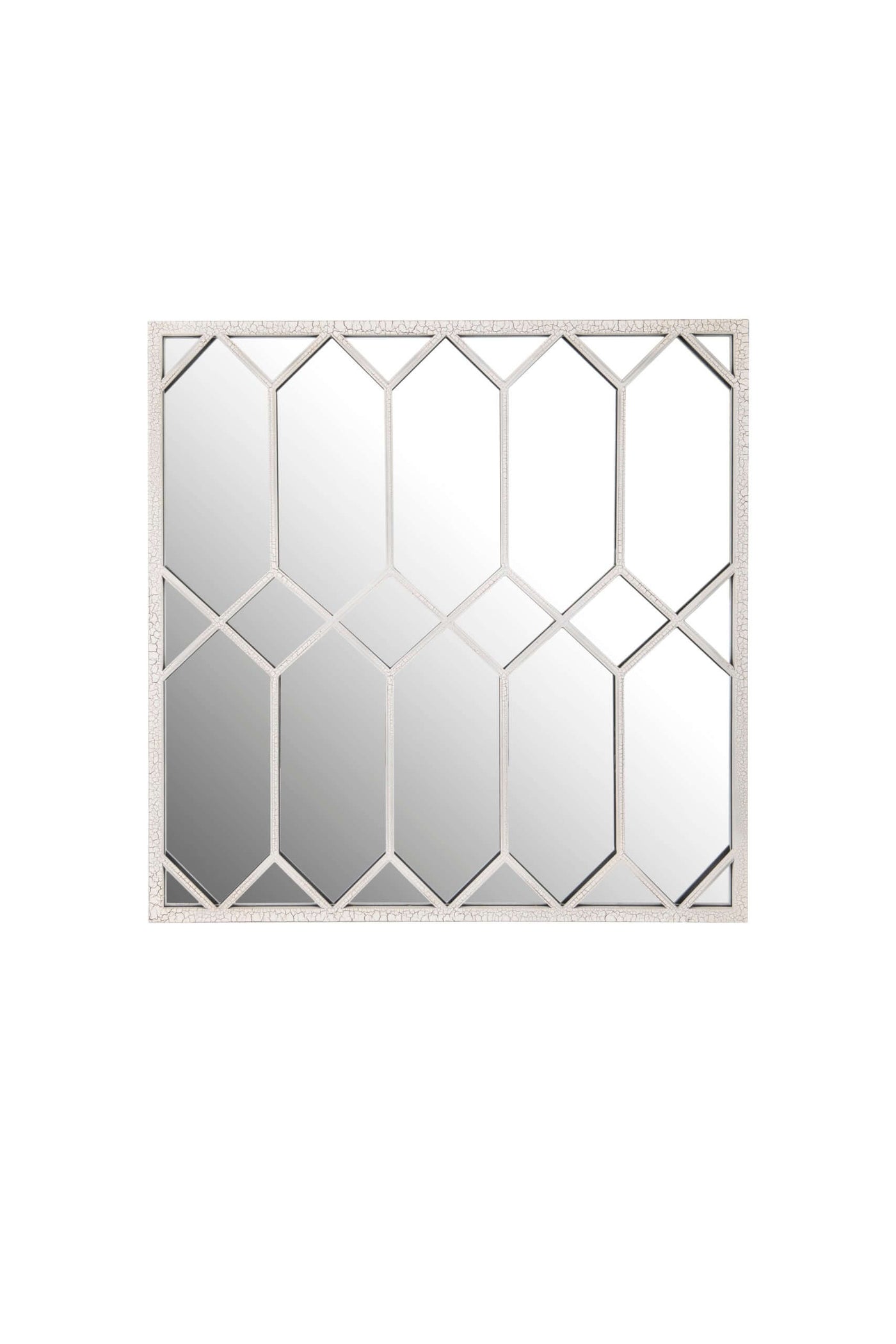 White Square Metal Mirror with Vintage Distressed Finish