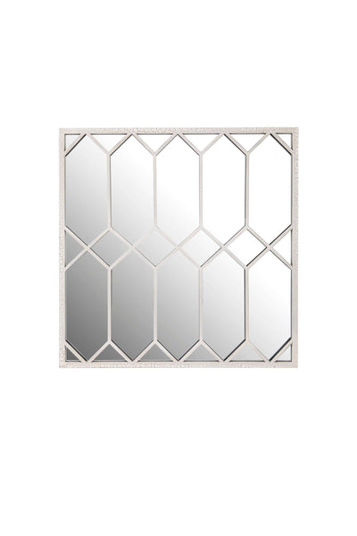 White Square Metal Mirror with Vintage Distressed Finish