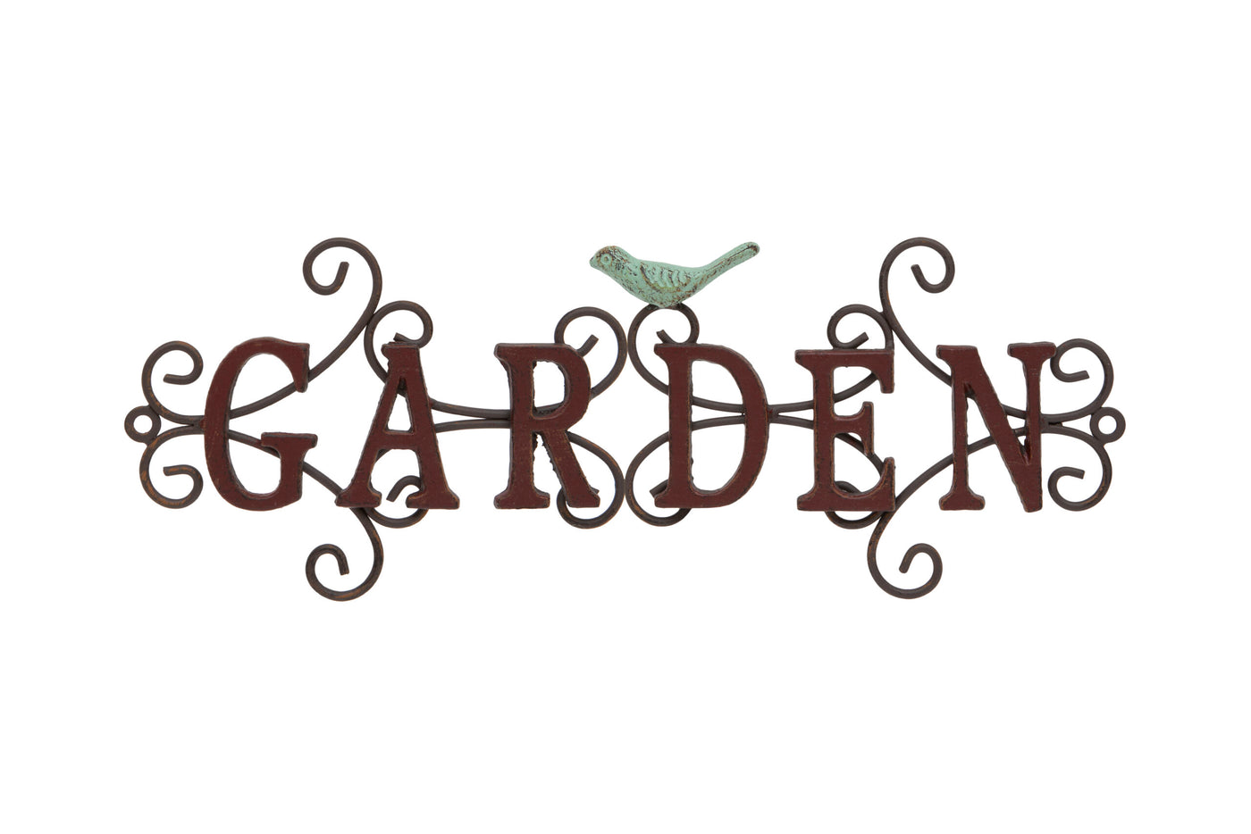 Rustic Metal Garden Sign with Bird Accent – Vintage Wall Decor