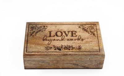 Rustic Wooden Storage Boxes with Inspirational Engravings - Set of 3