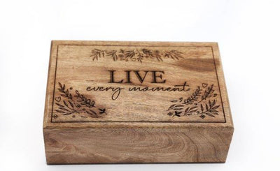 Rustic Wooden Storage Boxes with Inspirational Engravings - Set of 3