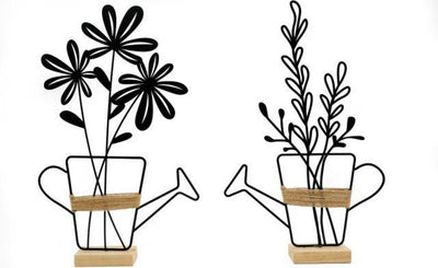 Metal Watering Can Floral Shelf Sitter - Rustic Garden Decor