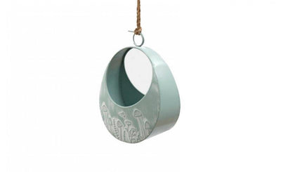 Hanging Metal Planter - Sage Green Oval Wall Planter