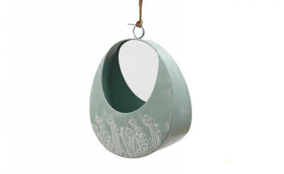 Hanging Metal Planter - Sage Green Oval Wall Planter