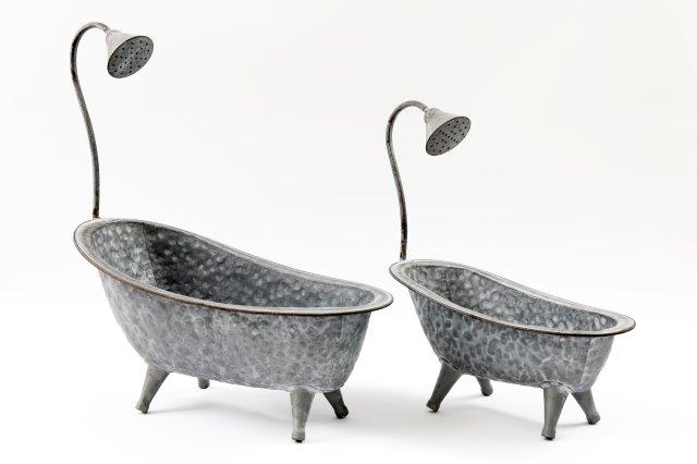 Galvanised Bathtub Planter with Shower Head
