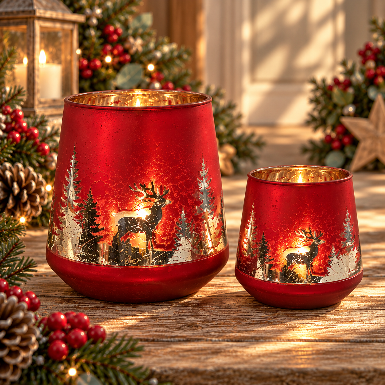Christmas candles and tea light holders