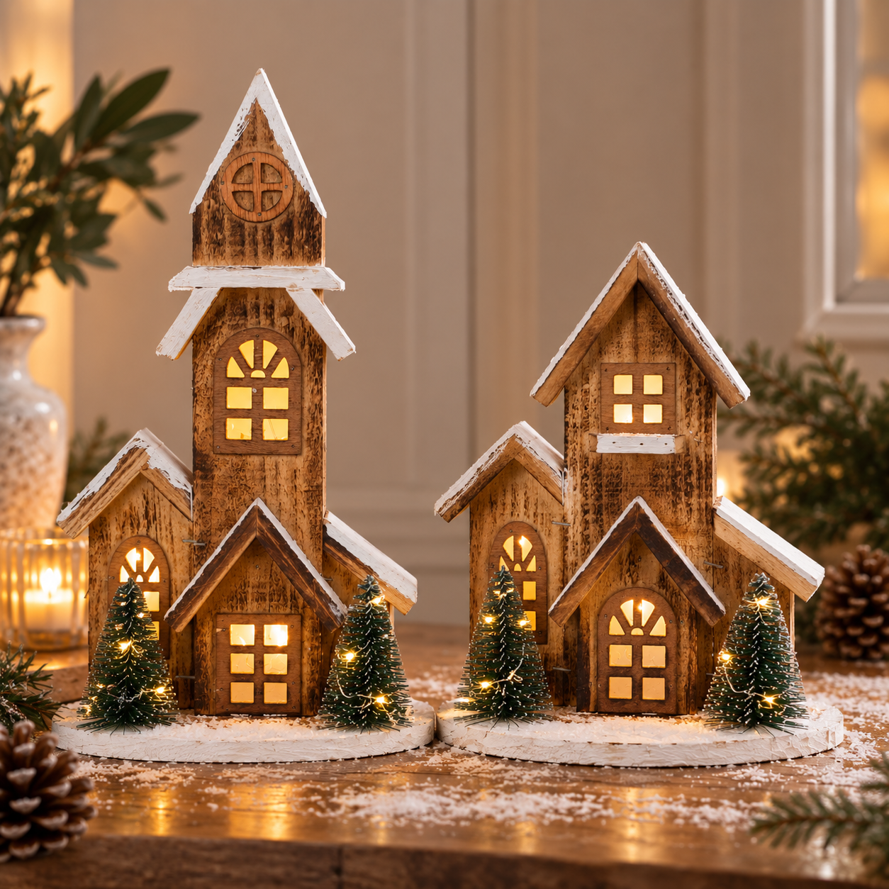 LED Christmas houses and light-up villages