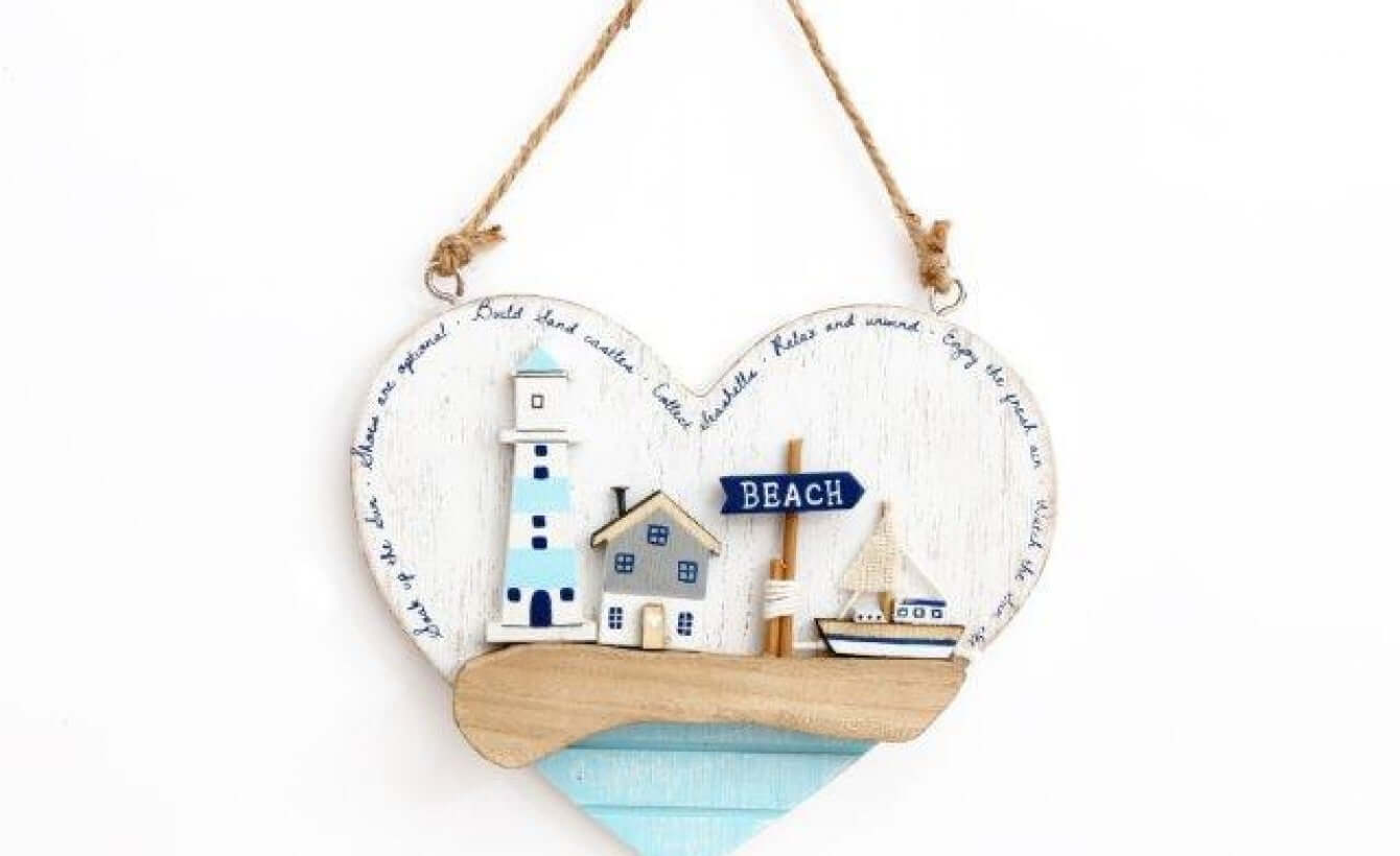 Nautical Hanging Heart With Coastal Scene