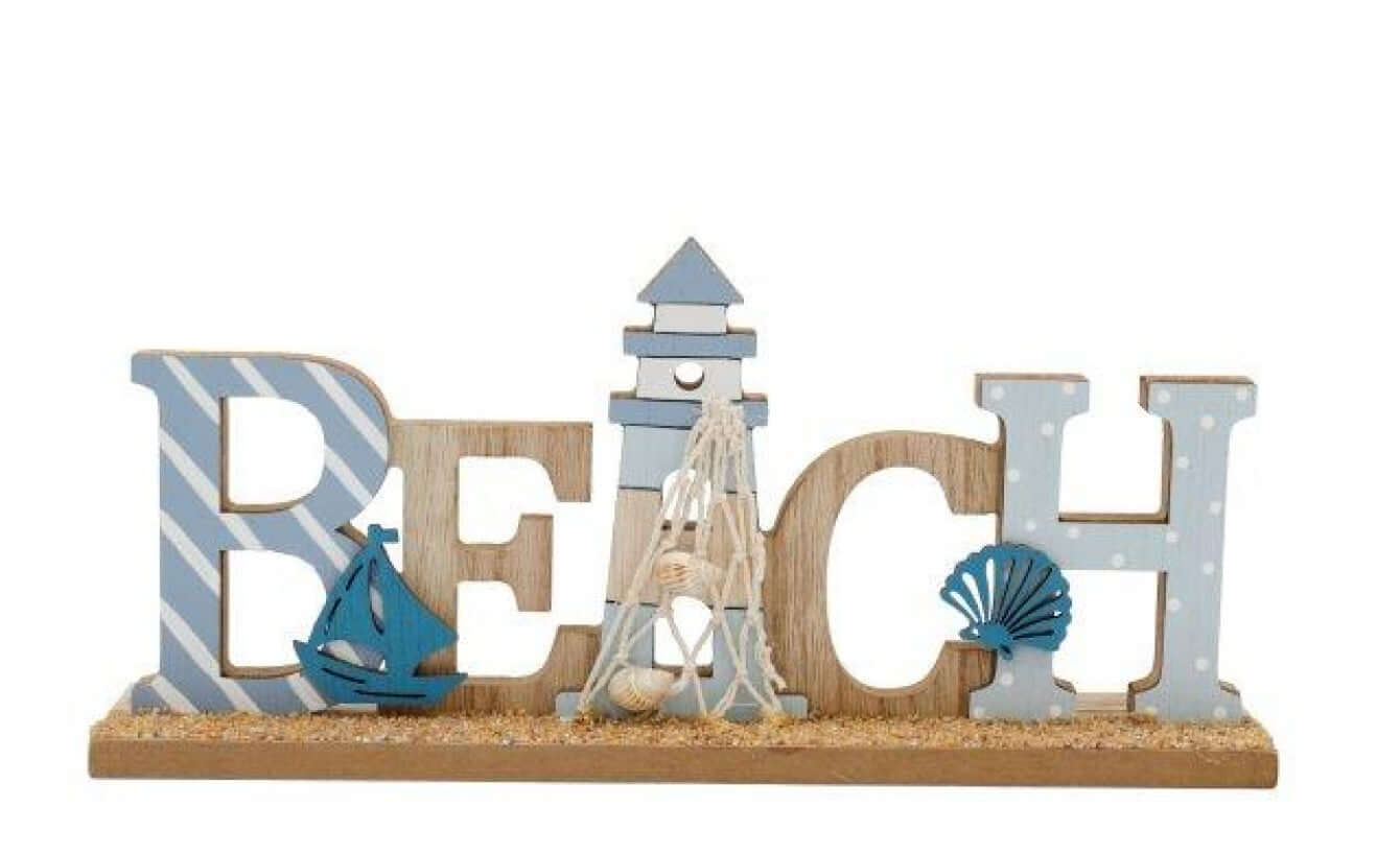 Beach Shelf Sitter with Lighthouse & Nautical Garnish