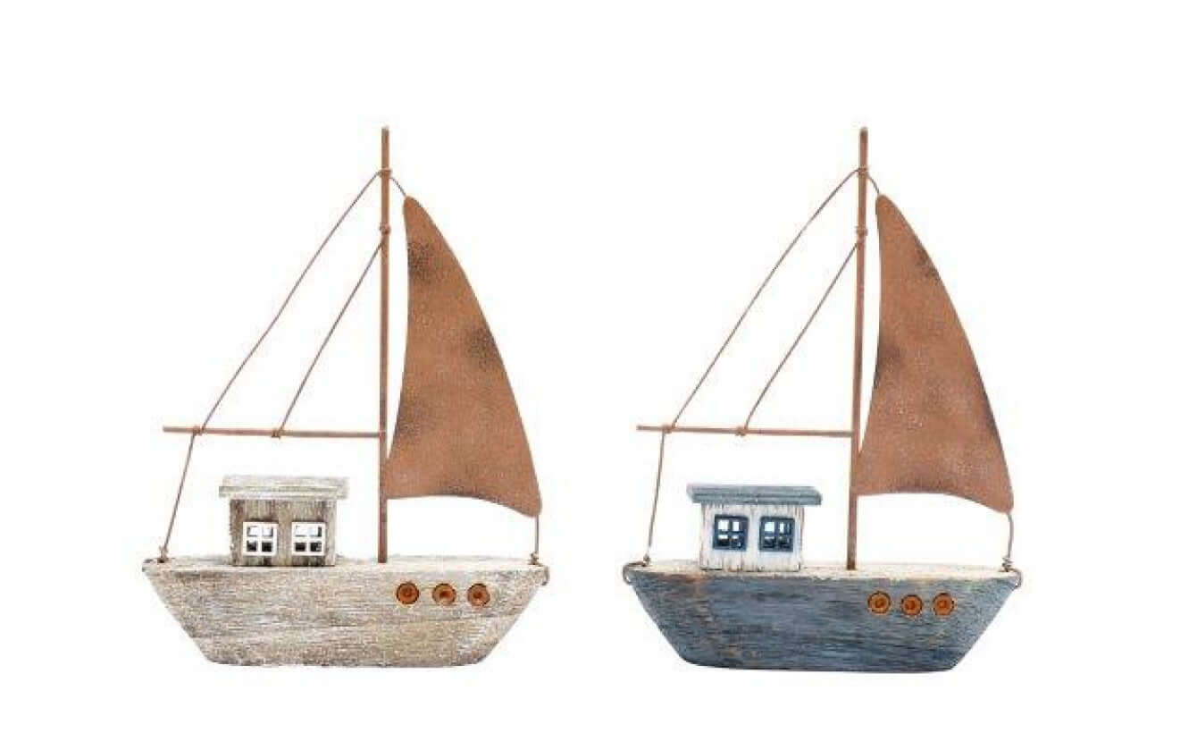 Rustic Nautical Boat with Metal Sail