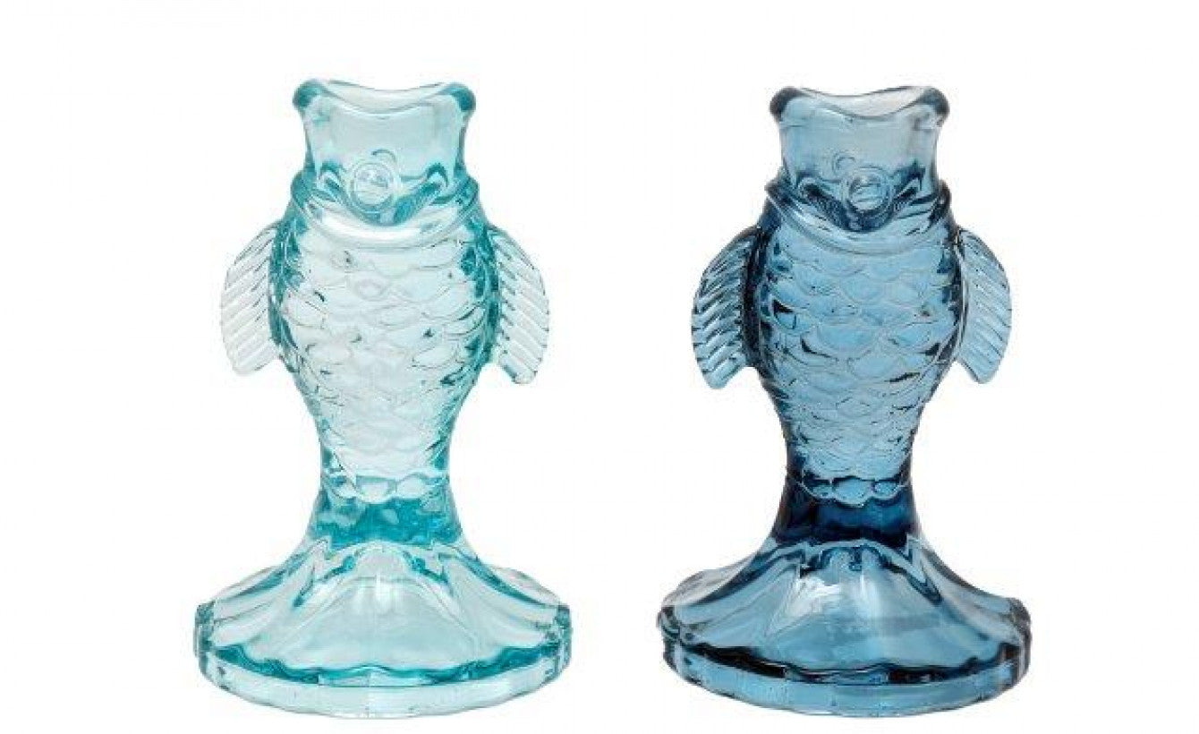 Glass Fish Candle Holder - Coastal-Inspired Home Accent