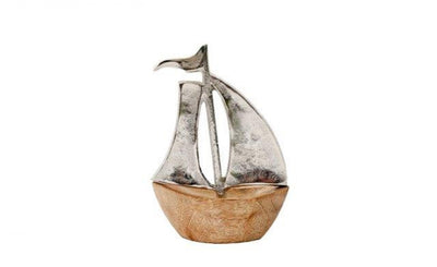 Wood & Metal Sailboat Ornament – Nautical Coastal Decor