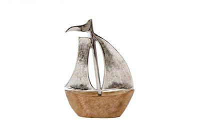 Wood & Metal Sailboat Ornament – Nautical Coastal Decor