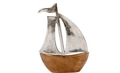 Wood & Metal Sailboat Ornament – Nautical Coastal Decor