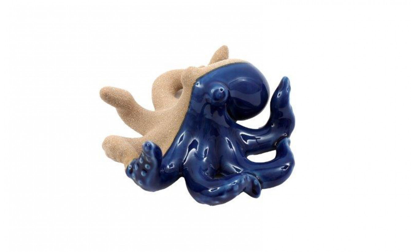 Dual-Colour Porcelain Octopus Figurine – Coastal Nautical Decor
