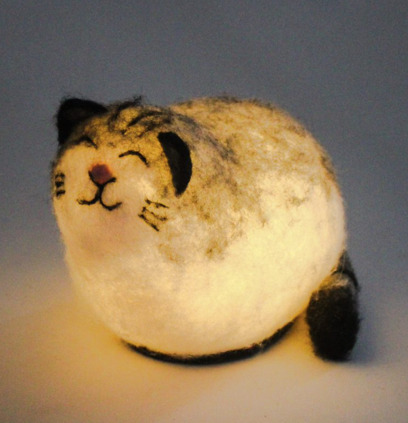 Felt Tabby Cat Glow Lamp