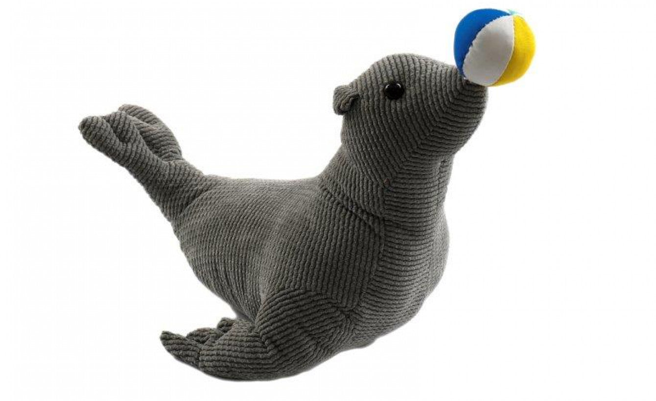 Nautical Seal Door Stop - Grey Fabric Coastal Doorstop