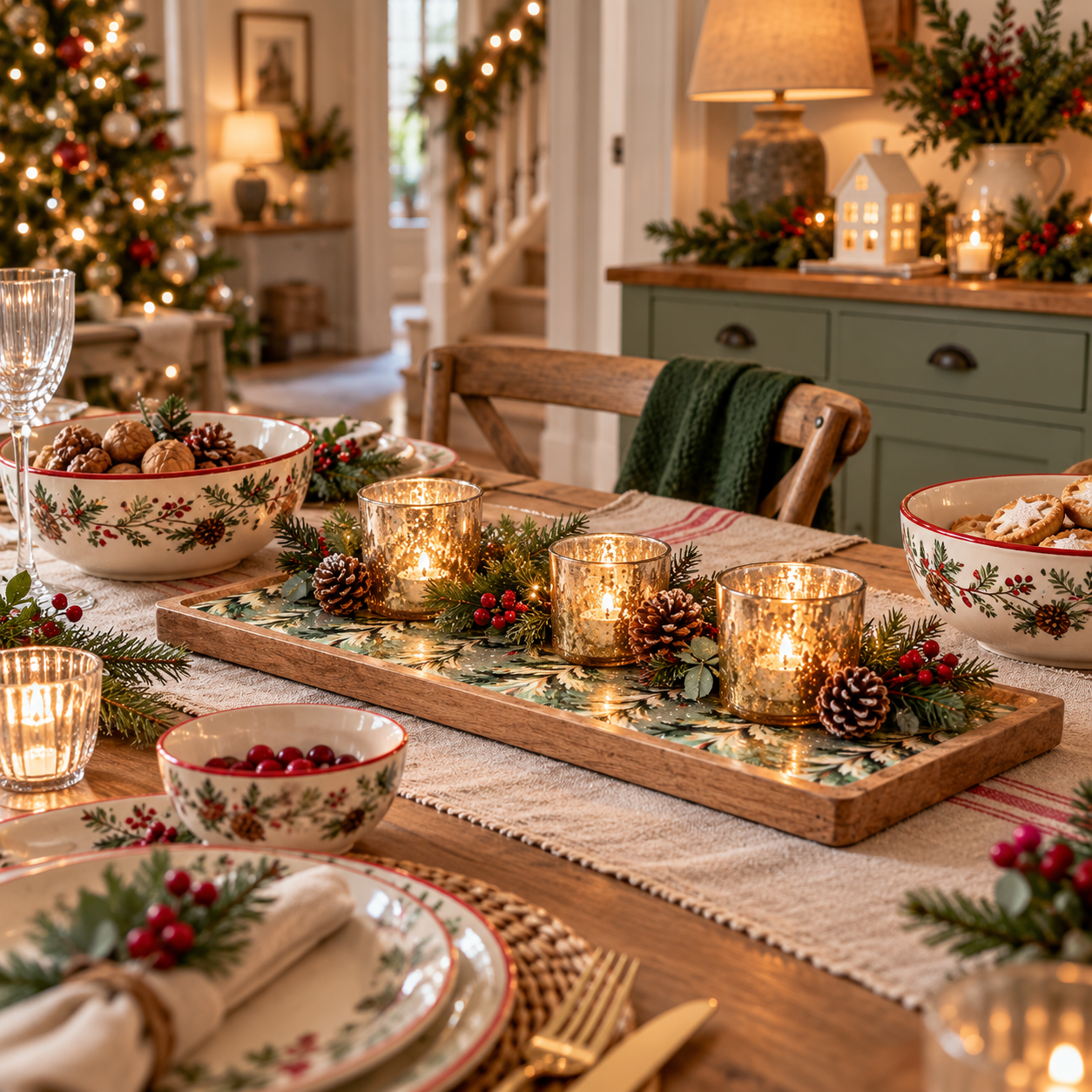Christmas table and kitchen decorations