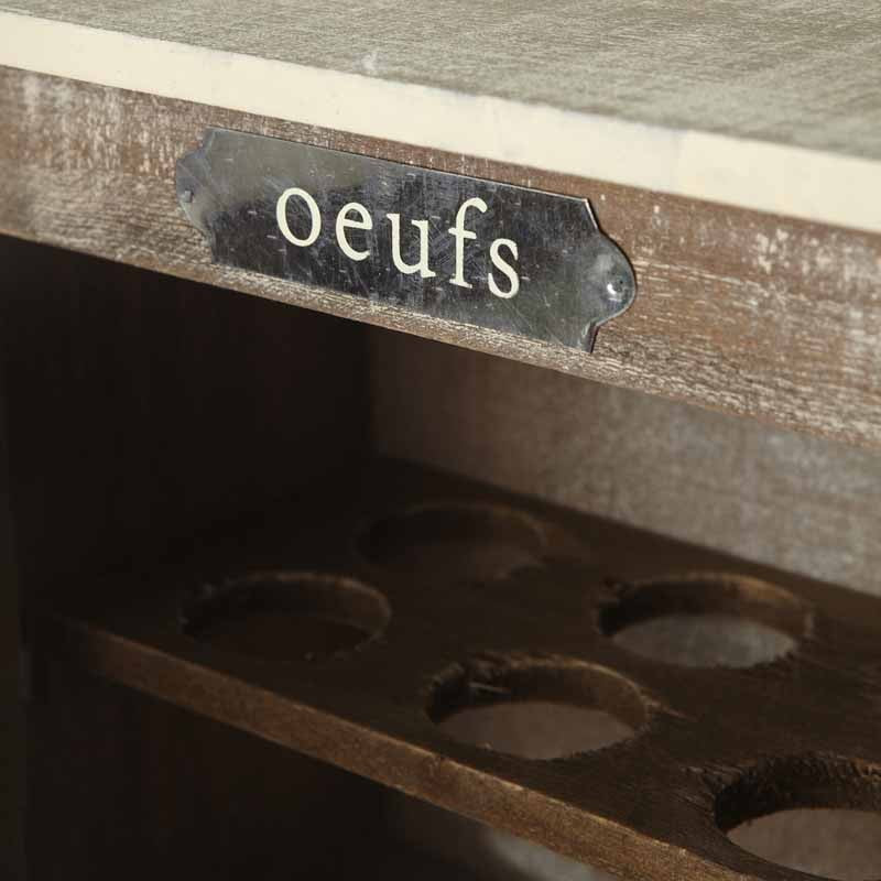 Rustic Wooden Egg Cabinet – Vintage French Style “Oeufs” Storage Box
