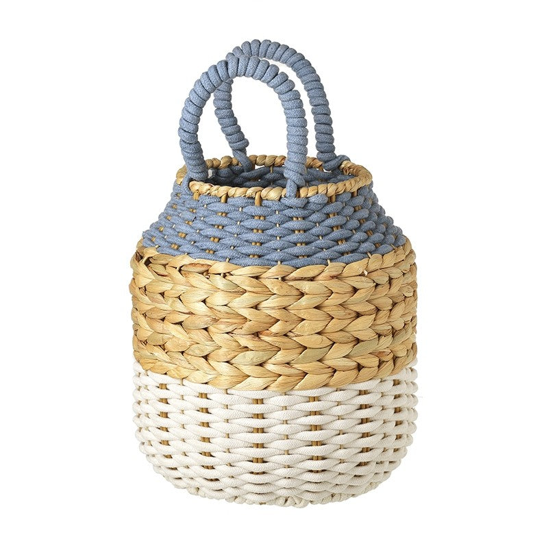 Three-Tone Woven Rope & Seagrass Basket with Handles