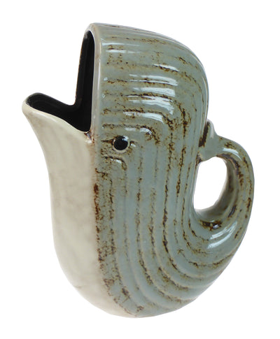 Ceramic Whale Jug Vase – Coastal Blue Glazed Ornament