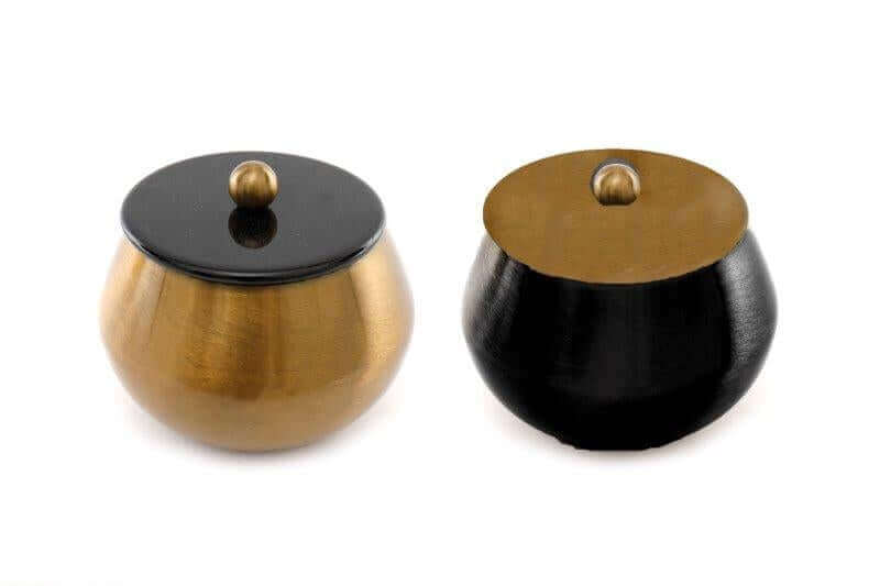 12cm Black & Gold Pot W/Lid (2 Styles) - LIVE LAUGH LOVE LIMITED