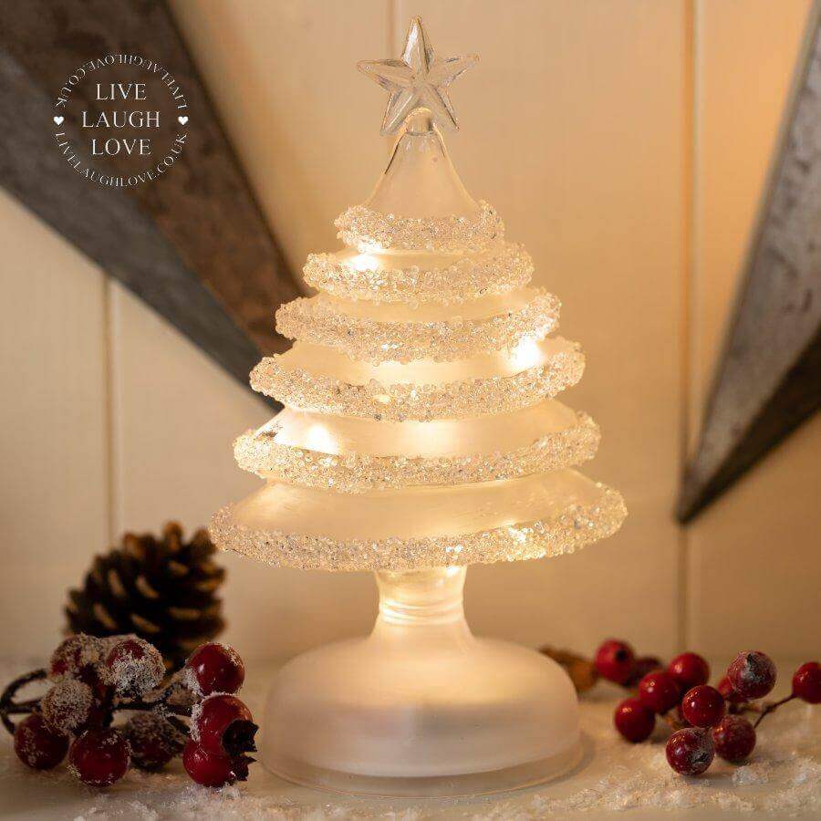 20cm Light Up Glass Christmas Tree Decoration - LIVE LAUGH LOVE LIMITED