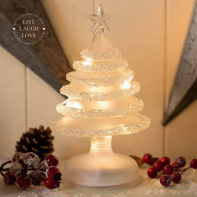 20cm Light Up Glass Christmas Tree Decoration - LIVE LAUGH LOVE LIMITED