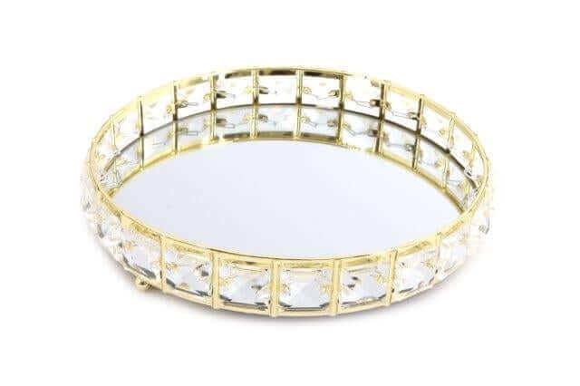 21cm Mirror Tray W/Beads G - LIVE LAUGH LOVE LIMITED