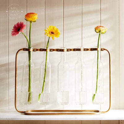 5-Bottle Flower Vases - Industrial Vintage Chic - LIVE LAUGH LOVE LIMITED