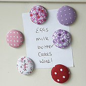 6 Fabric Covered Button Magnets - LIVE LAUGH LOVE LIMITED