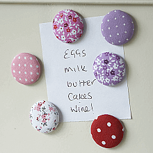 6 Fabric Covered Button Magnets - LIVE LAUGH LOVE LIMITED