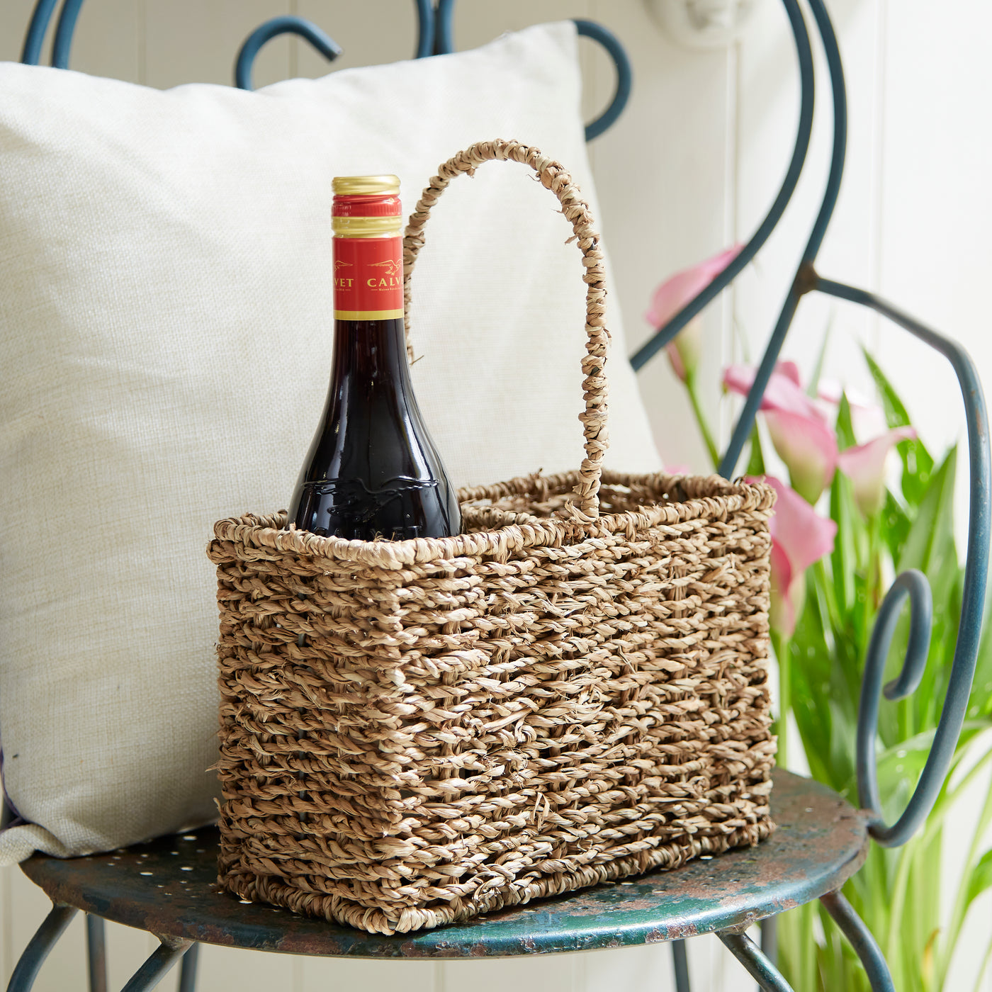 Seagrass Bottle Holder/Cutlery Basket (2 Compartment)