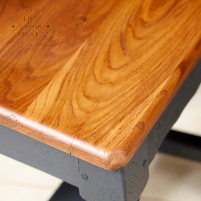 Vintage Oval Painted Oak Dining Table W/ Six Chairs