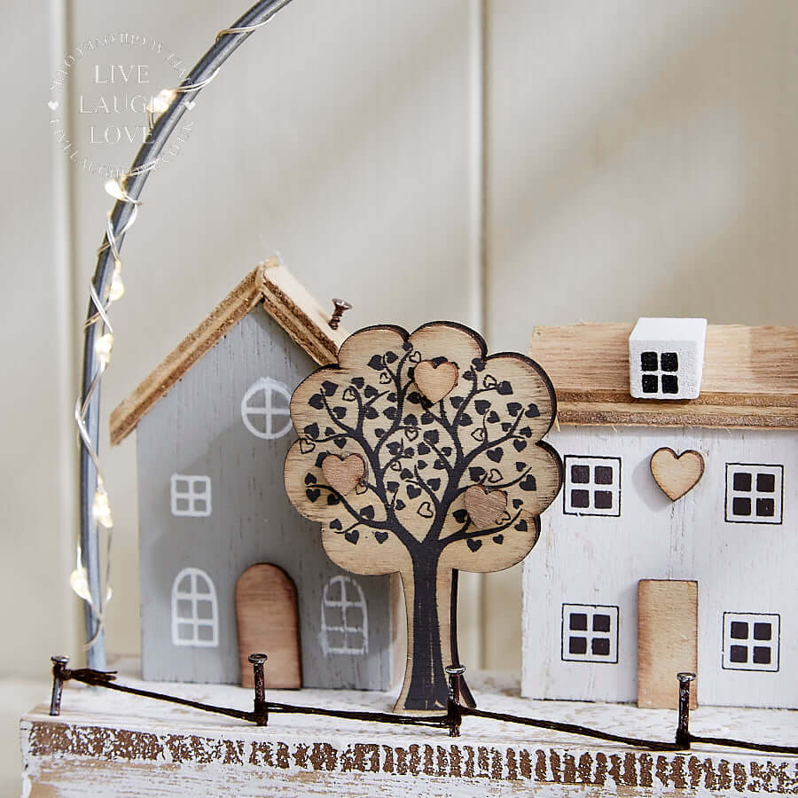 Country Wooden House Scene with LED 20cm