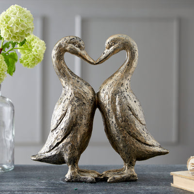 Kissing Duck Heart Ornament