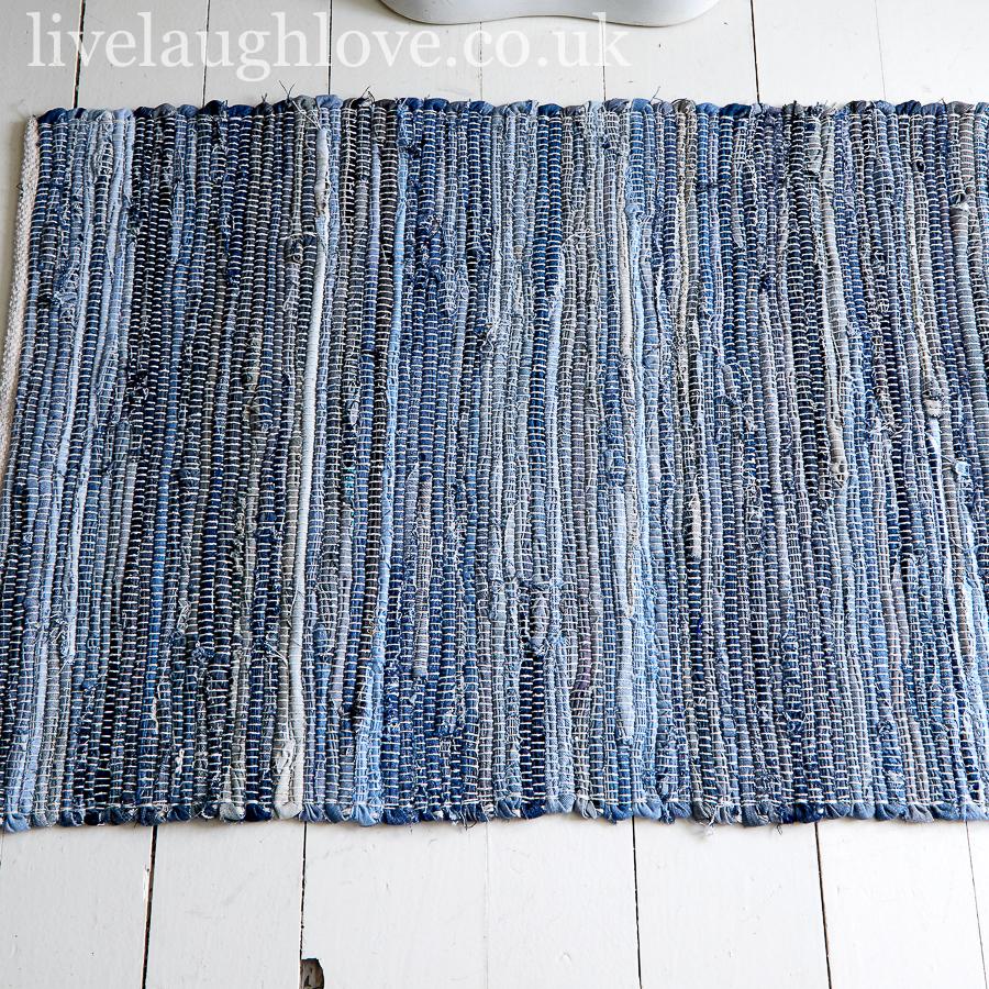 All The Blues Cotton Rug - Straight Stitch - LIVE LAUGH LOVE LIMITED