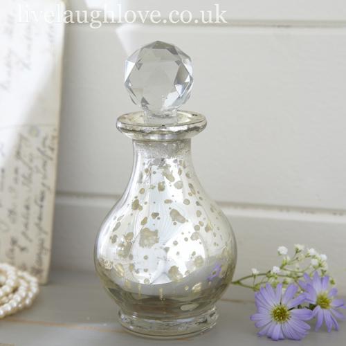 Antique Silver Glass Bottle with Crystal Stopper - LIVE LAUGH LOVE LIMITED