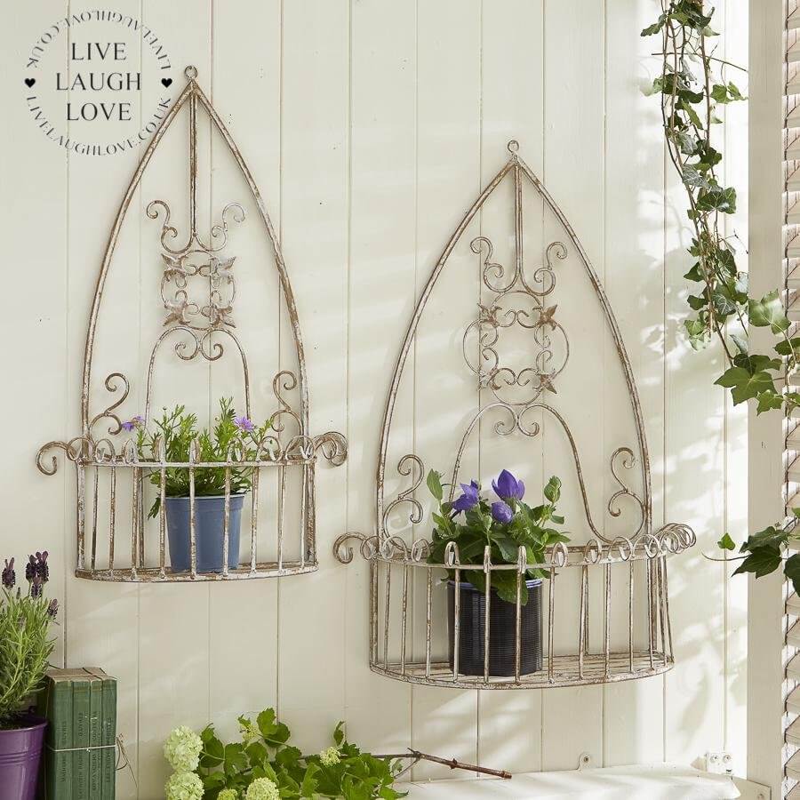 Arch Metal Shabby Shic Wall Planters - LIVE LAUGH LOVE LIMITED