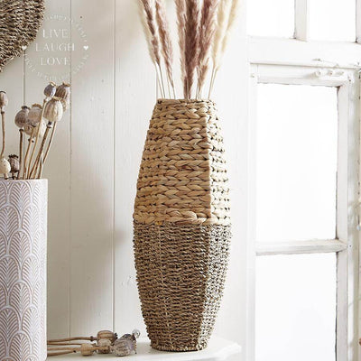 Bamboo & Seagrass Hexagon Shape Basket / Vase - LIVE LAUGH LOVE LIMITED