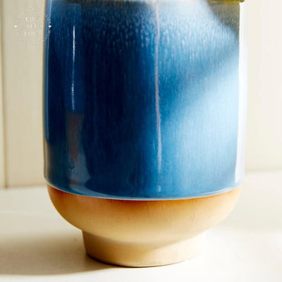 Blue Glazed Ceramic Vase / Planter - LIVE LAUGH LOVE LIMITED