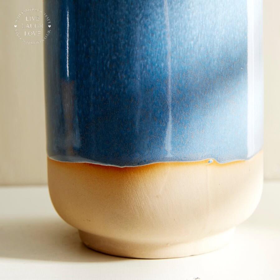 Blue Glazed Ceramic Vase / Planter - LIVE LAUGH LOVE LIMITED