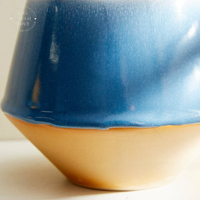 Blue Glazed Ceramic Vase / Planter - LIVE LAUGH LOVE LIMITED