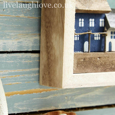 Box Frame Nautical Wall Hanger - Beach Huts - LIVE LAUGH LOVE LIMITED